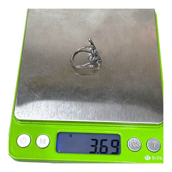 Pandora Sparkling Leaves Sterling Silver Leaf Ring Cubic Zirconia Stones Size 6 - Picture 10 of 10